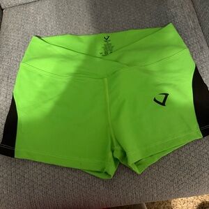 Violate The Dress Code Green and Black Athletic Shorts with Compression Fit